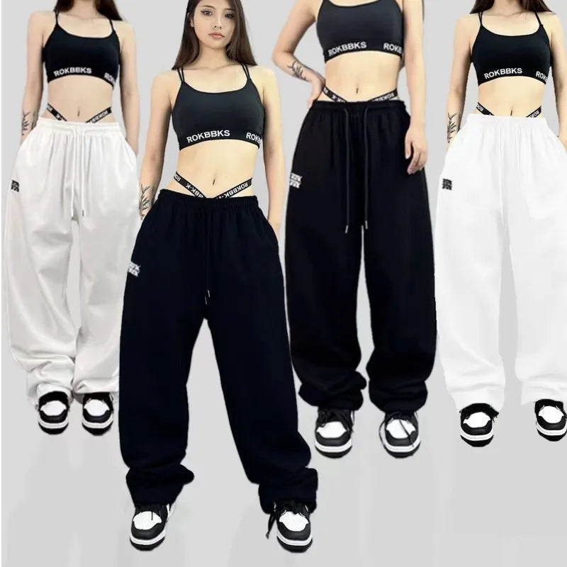 Women's High Waist Drawstring Sports Pants – Trendy Hip-Hop Style Long Trousers for Spring & Summer Style Heaven