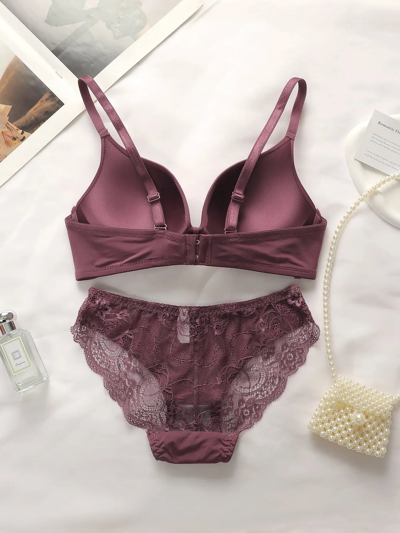 Butterfly Lace Wireless Lingerie Set – Sexy Solid Color 2-Piece Style Heaven