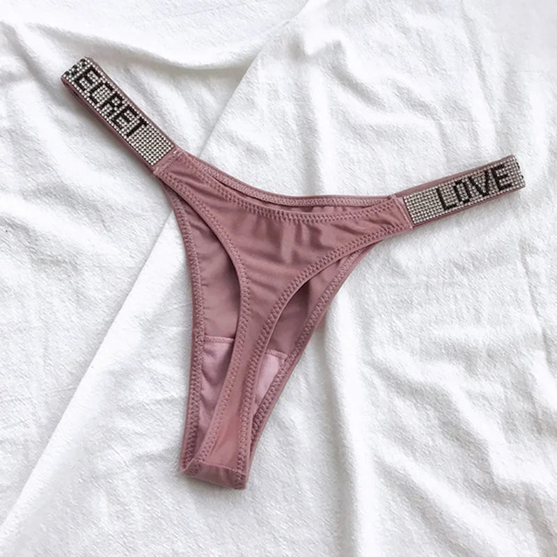 5-Pack Rhinestone Letter Thongs – Low Waist G-String Panties | S–XL