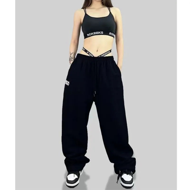 Women's High Waist Drawstring Sports Pants – Trendy Hip-Hop Style Long Trousers for Spring & Summer Style Heaven