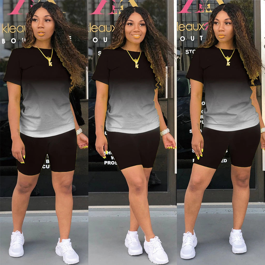 Women's Summer Two-Piece Short Set – Casual Jogger Tracksuit with Short Sleeves Style Heaven