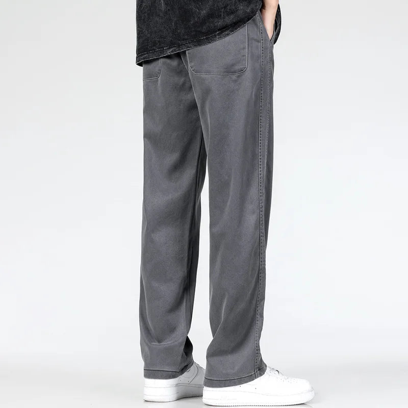 Men’s Summer Soft Lyocell Jeans – Elastic Waist Loose Straight Denim Trousers - Style Heaven