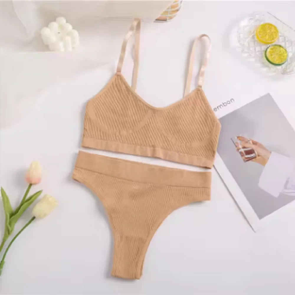 Seamless Push-Up Bralette & Panty Set – Sporty Crop Tank Style | S–XL Style Heaven
