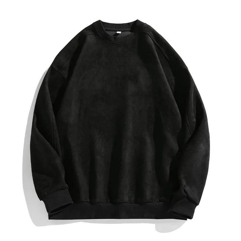 Men’s Purple Suede Sweatshirt – Baggy O-Neck Casual Long Sleeve Top for Autumn & Winter 2025 - Style Heaven
