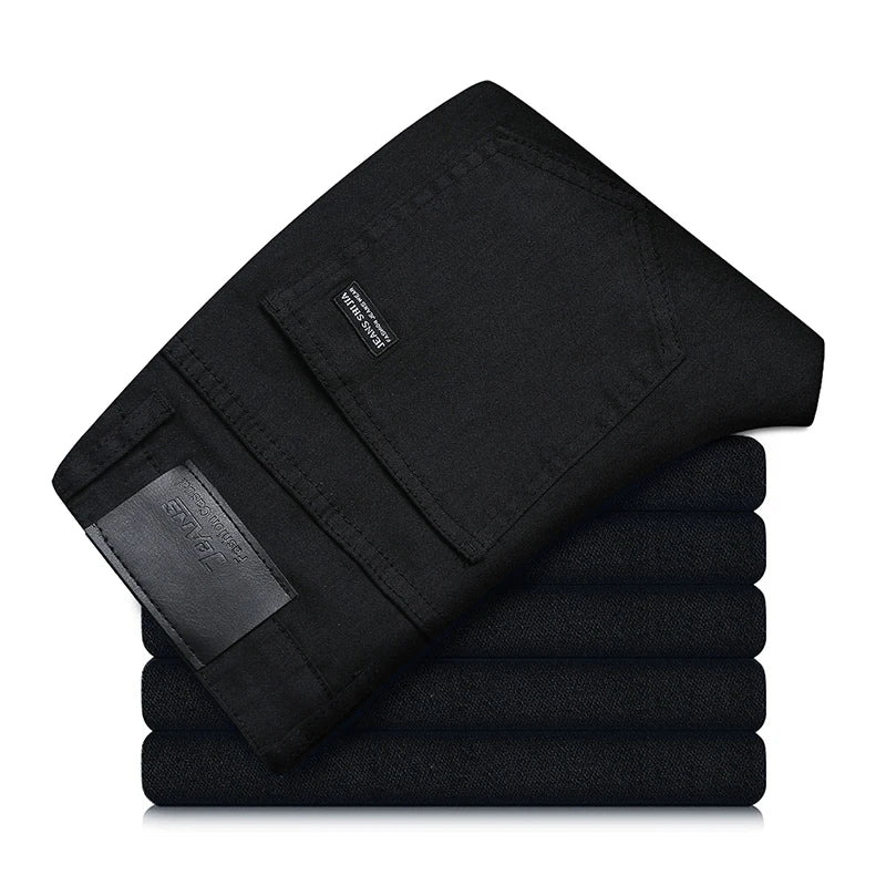 Men’s Pure Black Straight Fit Jeans – Trendy & Comfortable Business Casual Denim - Style Heaven