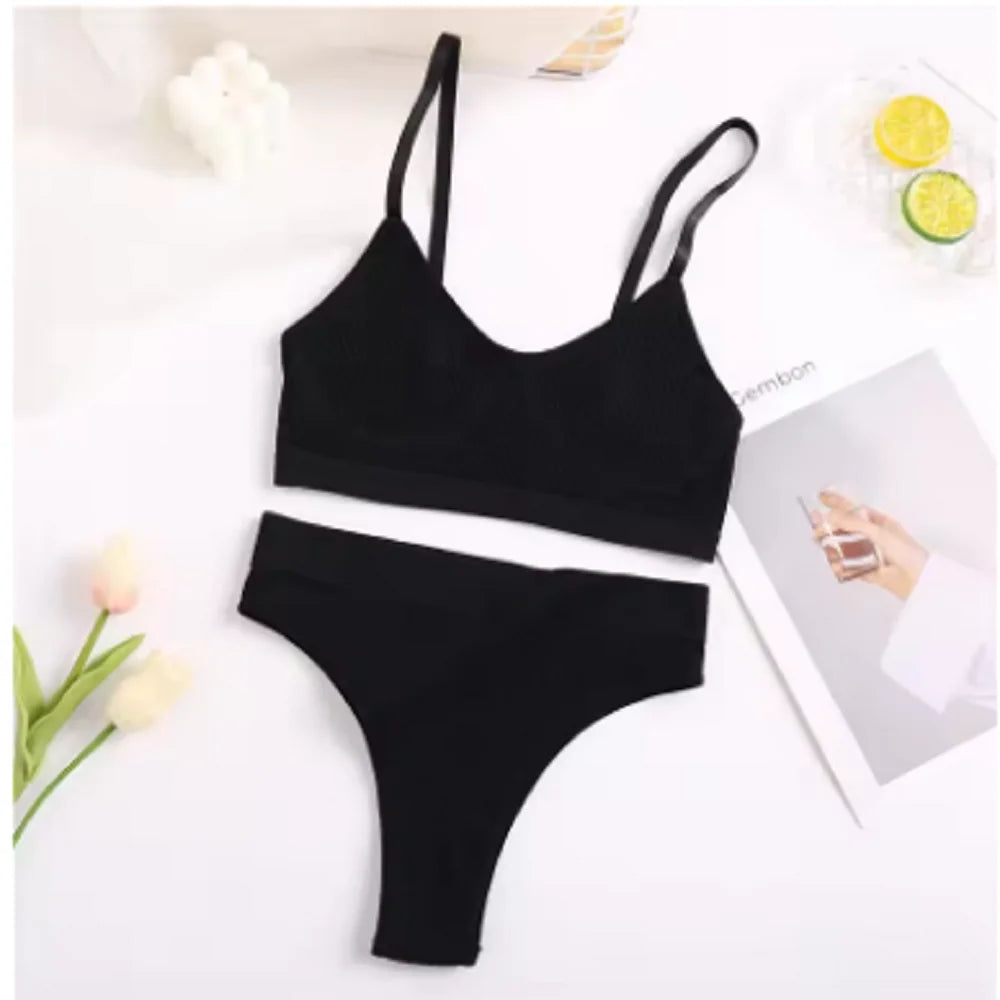 Seamless Push-Up Bralette & Panty Set – Sporty Crop Tank Style | S–XL Style Heaven