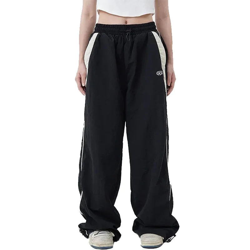 American Retro Black Street Hip-Hop Trend Leisure Wide-Leg Trousers – Thin Straight Tube Baggy Sweatpants for Men & Women Style Heaven