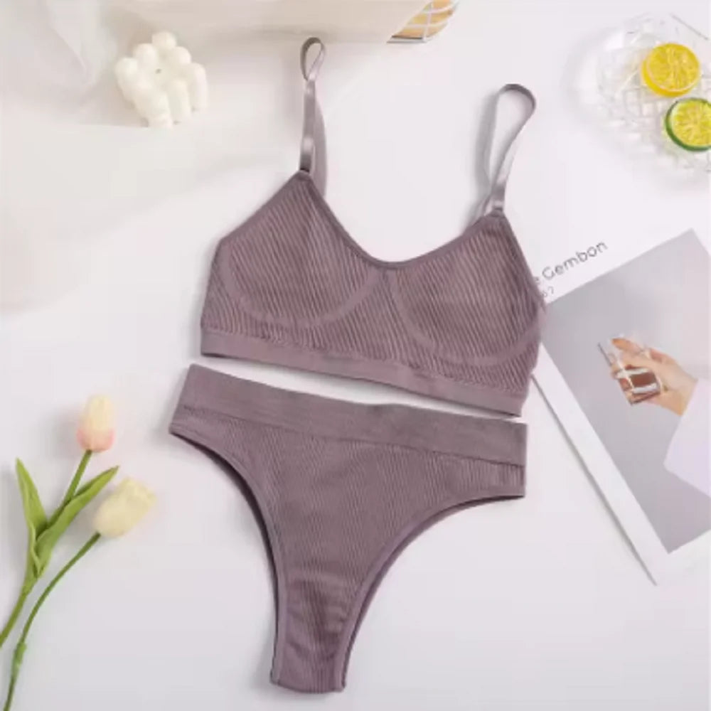 Seamless Push-Up Bralette & Panty Set – Sporty Crop Tank Style | S–XL Style Heaven