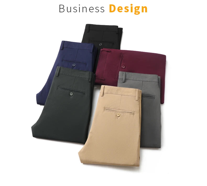 2024 Men's Business Casual Suit Pants – Elastic Straight-Leg Formal Trousers for Office & Events Style Heaven