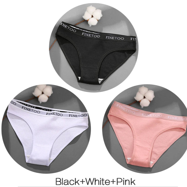 FINETOO 3-Piece Women's Cotton Underwear Set – Soft & Sexy Solid Color Panties - Style Heaven