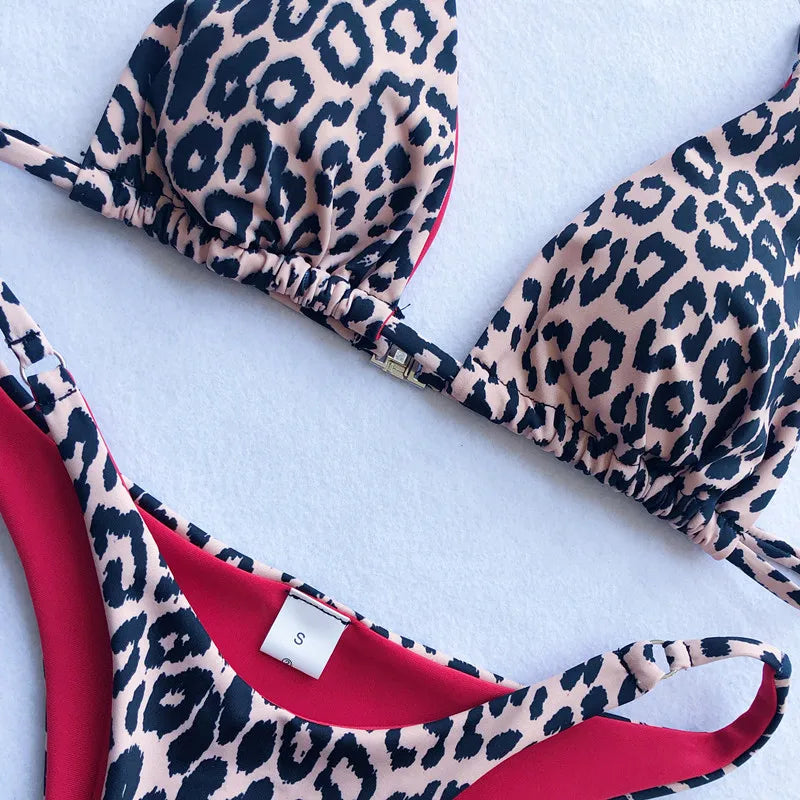2024 Micro Leopard Bikini – High Cut Bandage Push-Up Swimsuit, Sexy Thong Swimwear for Beach Vacation Style Heaven