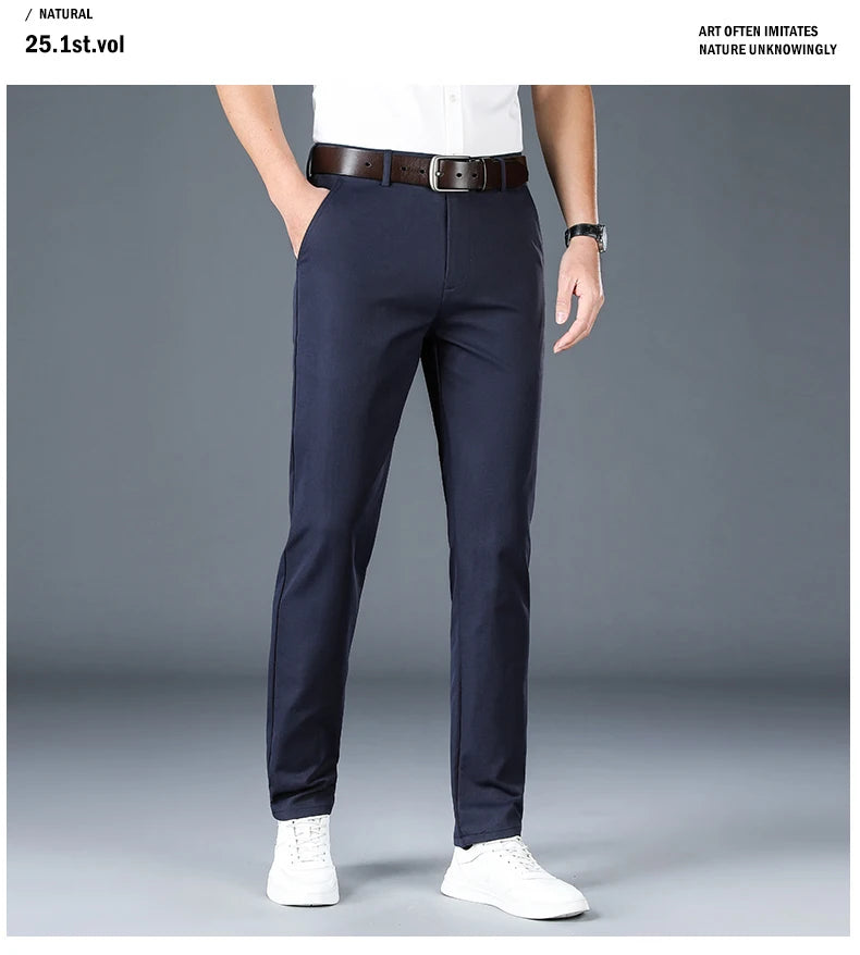 2024 Men's Business Casual Suit Pants – Elastic Straight-Leg Formal Trousers for Office & Events Style Heaven