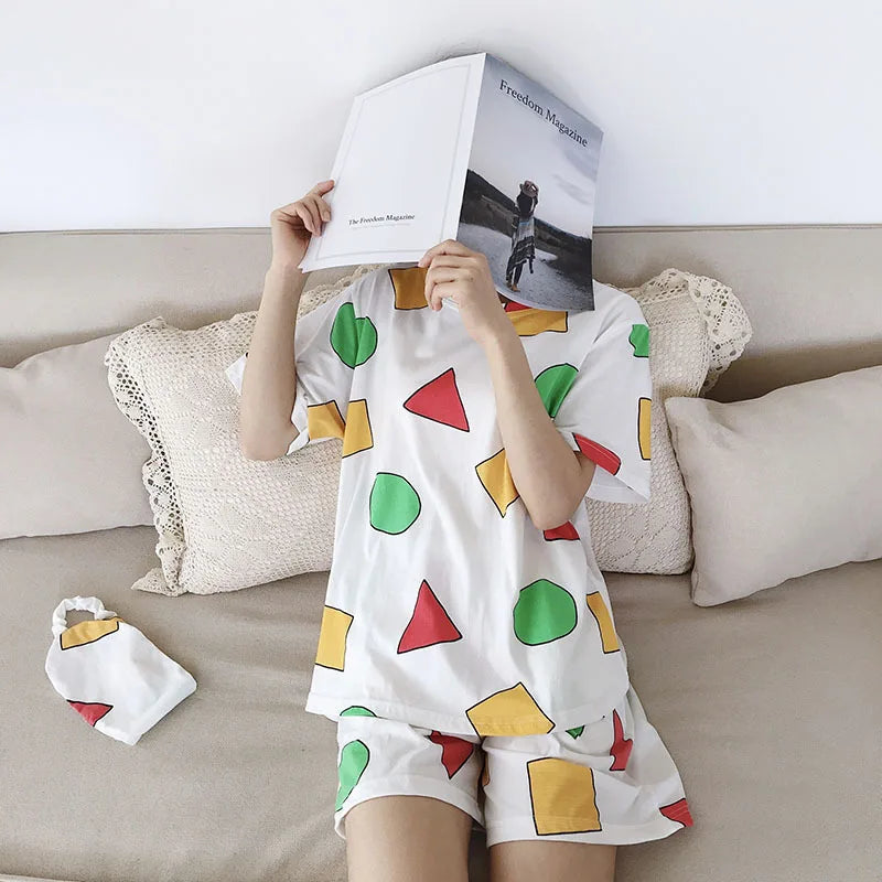 Cotton Pajama Set – Japanese-Style Summer Short-Sleeve Sleepwear for Couples Style Heaven