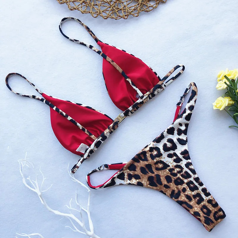 2024 Micro Leopard Bikini – High Cut Bandage Push-Up Swimsuit, Sexy Thong Swimwear for Beach Vacation Style Heaven