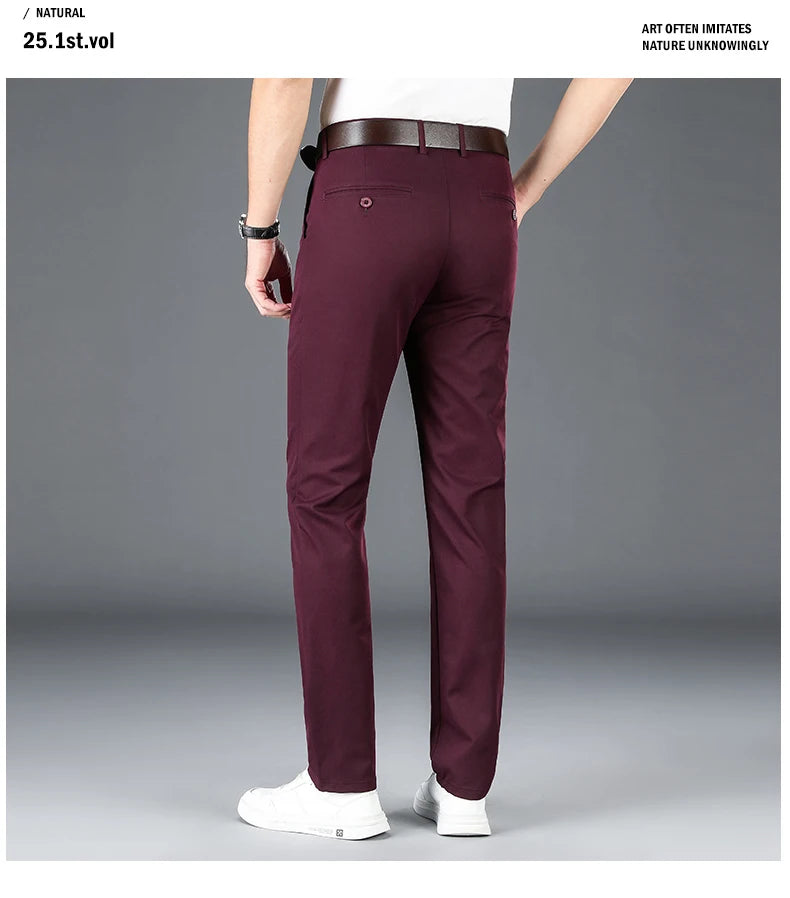 2024 Men's Business Casual Suit Pants – Elastic Straight-Leg Formal Trousers for Office & Events Style Heaven