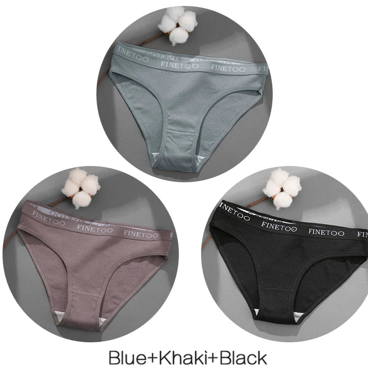 FINETOO 3-Piece Women's Cotton Underwear Set – Soft & Sexy Solid Color Panties - Style Heaven