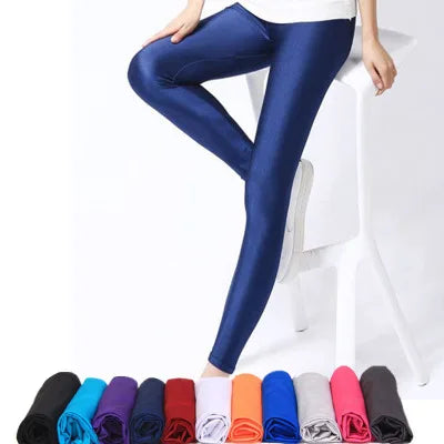 Women Shiny Pant Leggings Hot Selling Fluorescent Spandex Elasticity Casual Trousers Shinny Legging Style Heaven