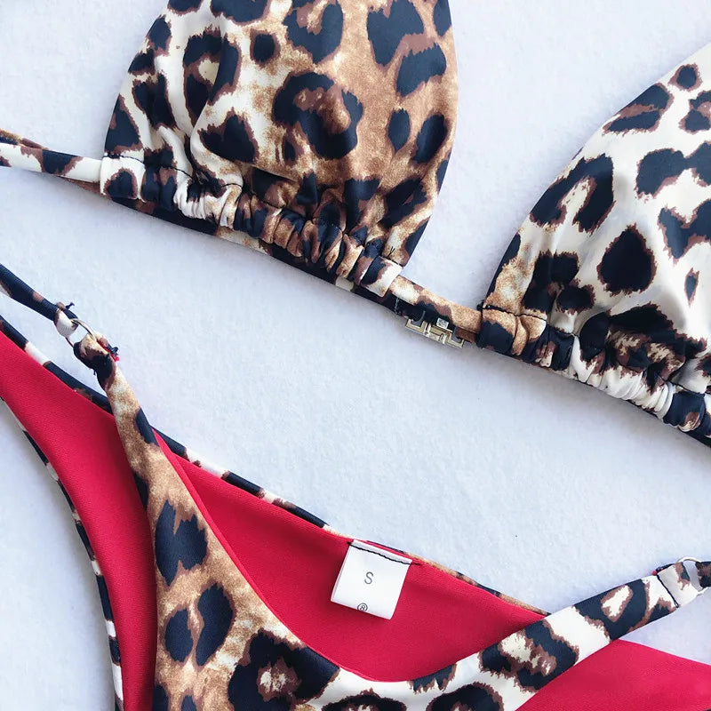 2024 Micro Leopard Bikini – High Cut Bandage Push-Up Swimsuit, Sexy Thong Swimwear for Beach Vacation Style Heaven