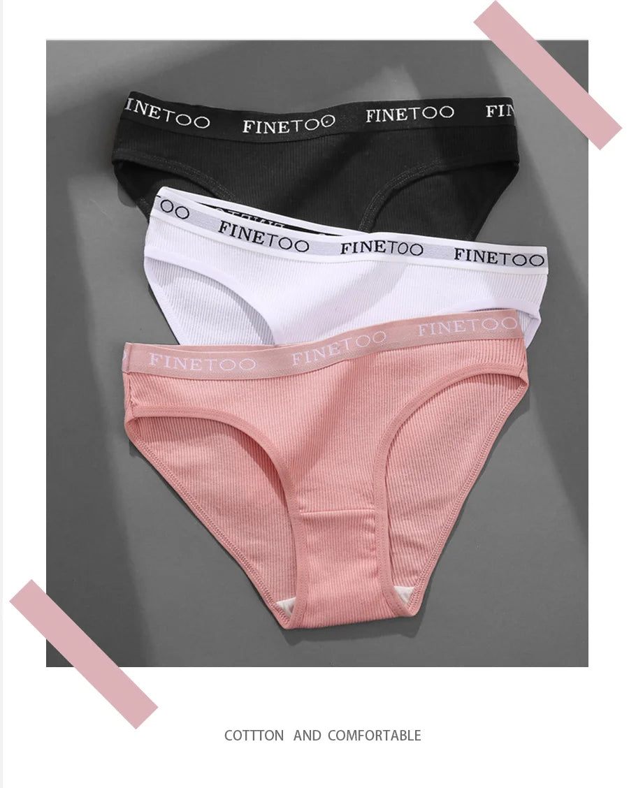 FINETOO 3-Piece Women's Cotton Underwear Set – Soft & Sexy Solid Color Panties - Style Heaven