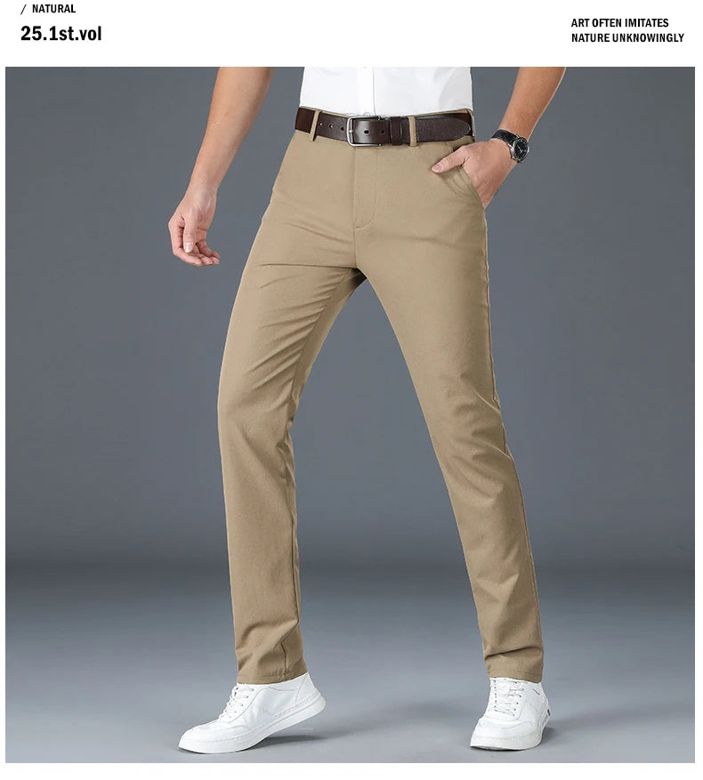 2024 Men's Business Casual Suit Pants – Elastic Straight-Leg Formal Trousers for Office & Events Style Heaven