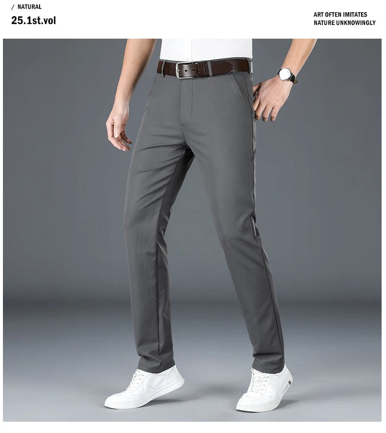 2024 Men's Business Casual Suit Pants – Elastic Straight-Leg Formal Trousers for Office & Events Style Heaven