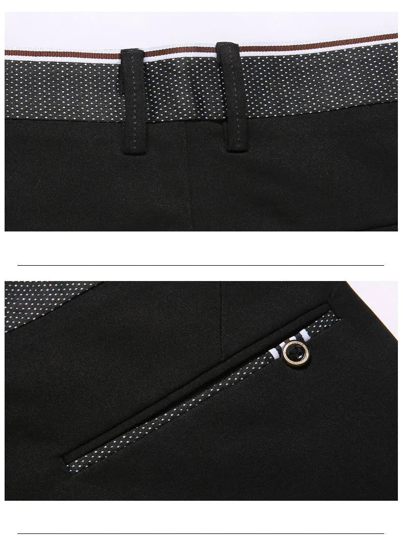 Men’s Summer Business Casual Suit Pants – Elastic Waist, Straight Fit Formal Trousers (Plus Size 28-40) - Style Heaven