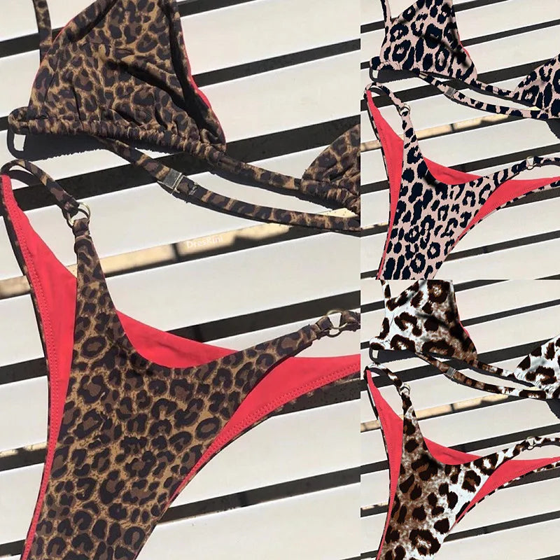 2024 Micro Leopard Bikini – High Cut Bandage Push-Up Swimsuit, Sexy Thong Swimwear for Beach Vacation Style Heaven