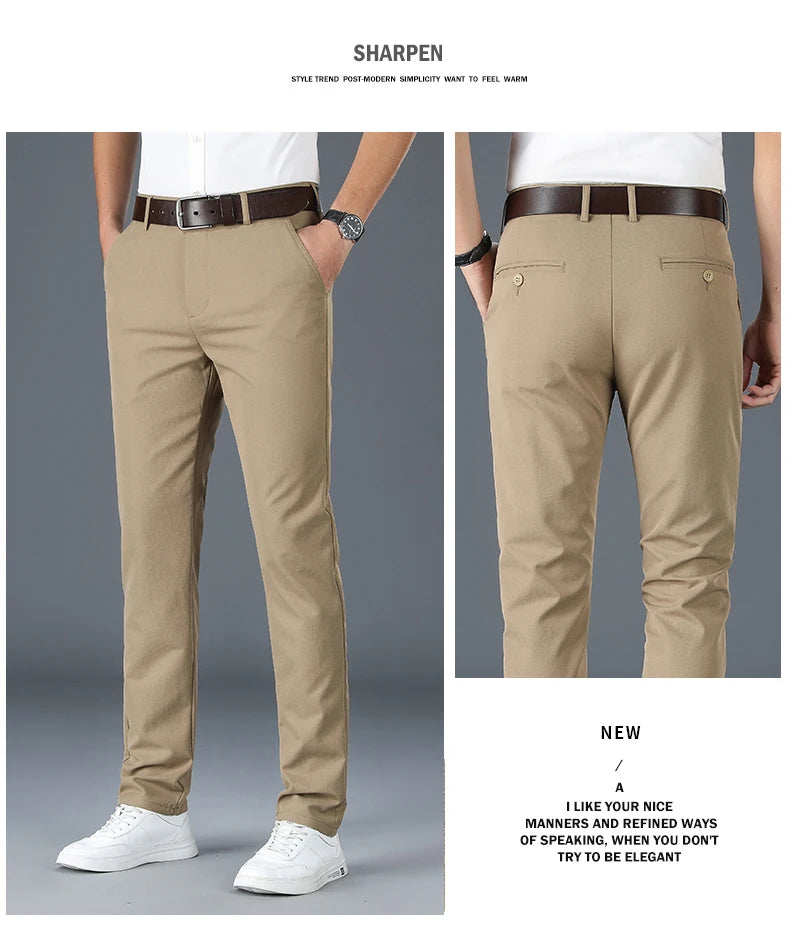 2024 Men's Business Casual Suit Pants – Elastic Straight-Leg Formal Trousers for Office & Events Style Heaven