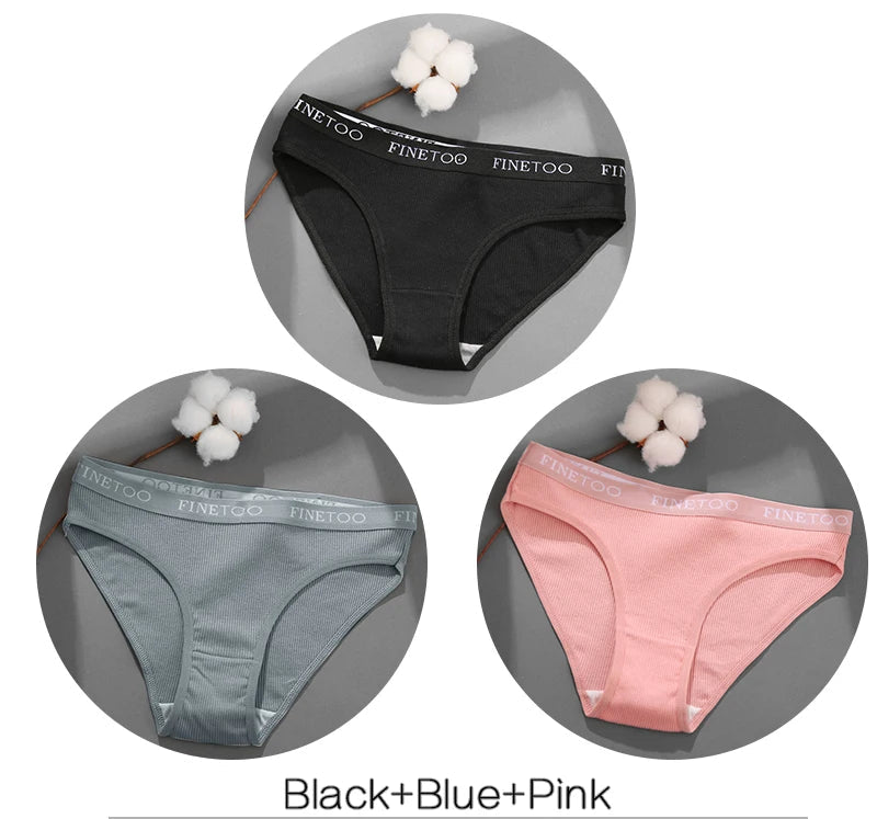 FINETOO 3-Piece Women's Cotton Underwear Set – Soft & Sexy Solid Color Panties - Style Heaven