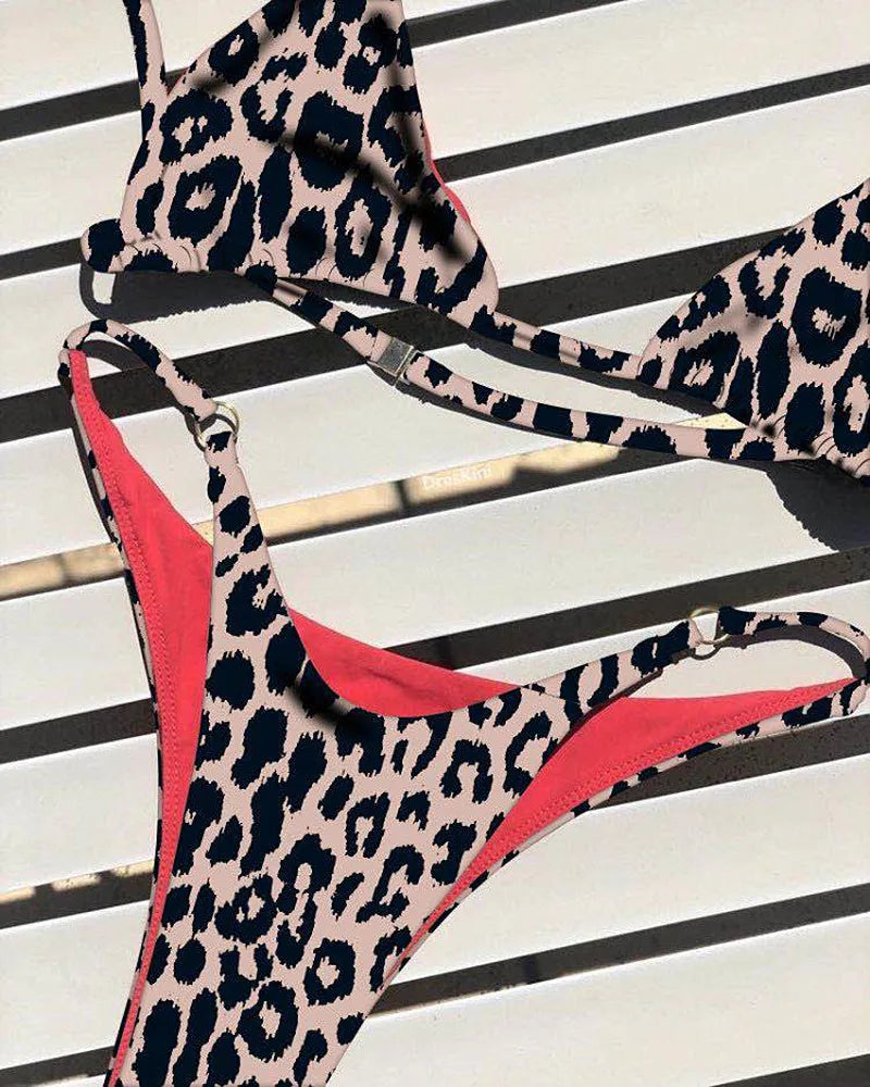 2024 Micro Leopard Bikini – High Cut Bandage Push-Up Swimsuit, Sexy Thong Swimwear for Beach Vacation Style Heaven