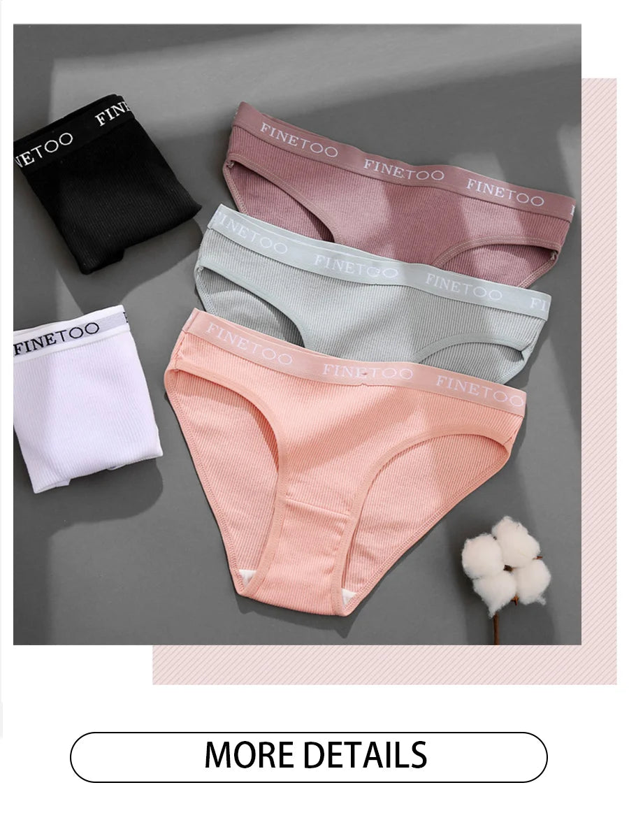 FINETOO 3-Piece Women's Cotton Underwear Set – Soft & Sexy Solid Color Panties - Style Heaven