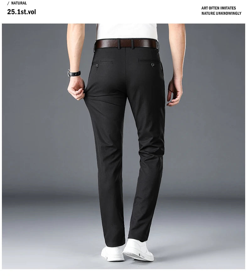 2024 Men's Business Casual Suit Pants – Elastic Straight-Leg Formal Trousers for Office & Events Style Heaven