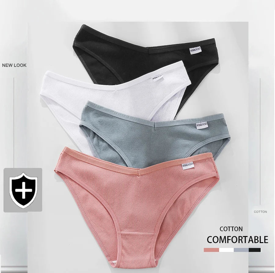 FINETOO 3-Piece Women's Cotton Underwear Set – Soft & Sexy Solid Color Panties - Style Heaven