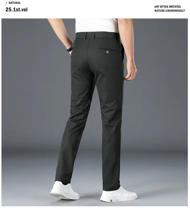 2024 Men's Business Casual Suit Pants – Elastic Straight-Leg Formal Trousers for Office & Events Style Heaven