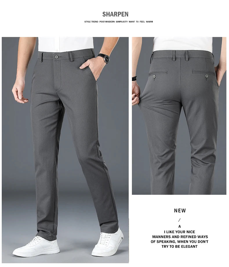 2024 Men's Business Casual Suit Pants – Elastic Straight-Leg Formal Trousers for Office & Events Style Heaven