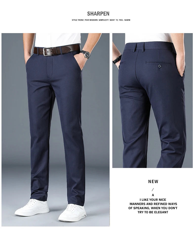 2024 Men's Business Casual Suit Pants – Elastic Straight-Leg Formal Trousers for Office & Events Style Heaven