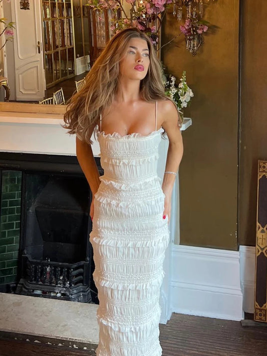 Suninheart Summer Maxi Spaghetti Strap Wedding Bride Dress – Elegant Formal Occasion Slim Fit Party Evening Gown for Women Style Heaven