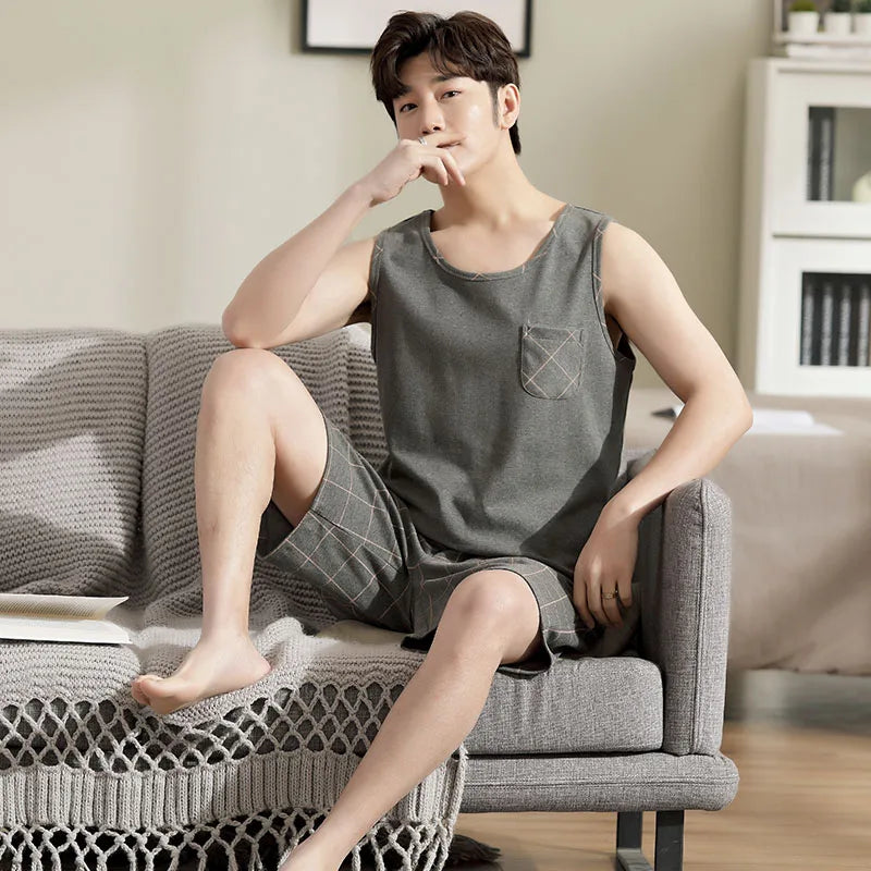 Men's Plus-Size Summer Pajama Set – Short Sleeve & Shorts Sleepwear Style Heaven