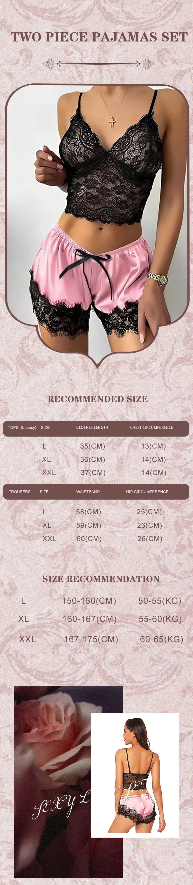 Sexy Lace See-Through Pajama Set – Breathable Suspender Shorts Sleepwear Style Heaven
