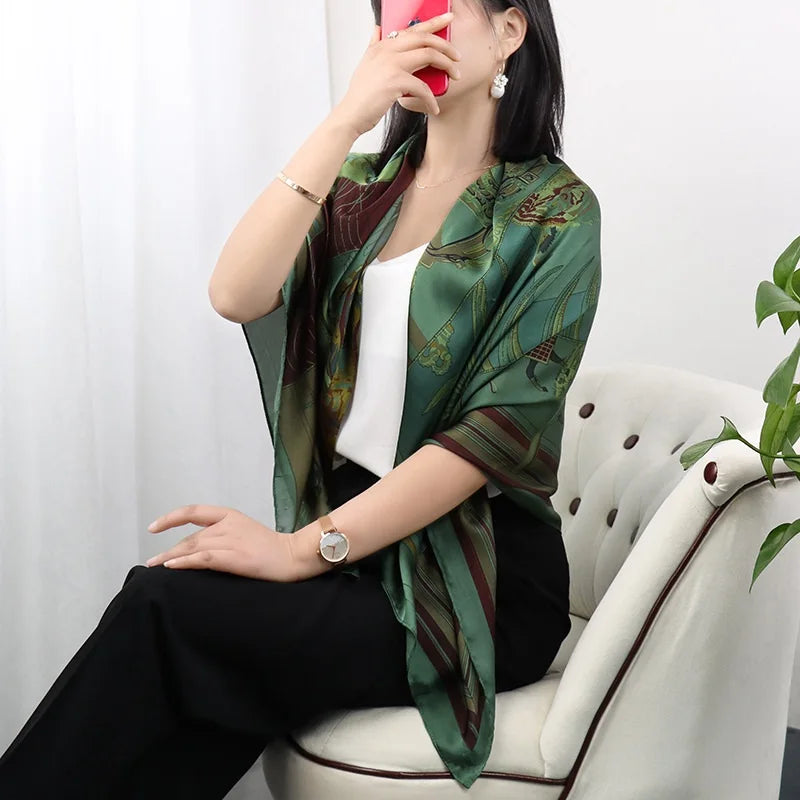 Large Imitation Silk Travel Scarf | 110x110cm Beach Sarong Wrap | Bikini Cover-Up for Women - Style Heaven