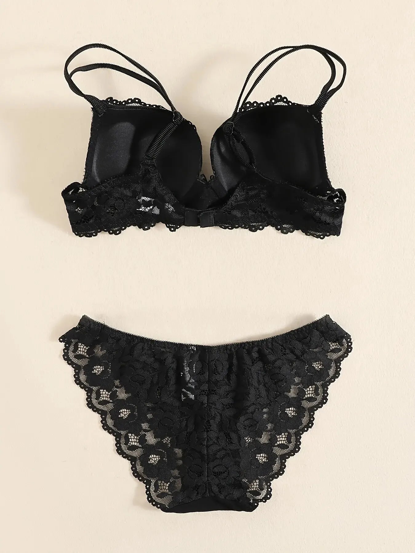 Elegant Lace Embroidery Lingerie Set – Push-Up Bra & Sheer Panty, Breathable Fabric, Perfect for Valentine's Day Style Heaven
