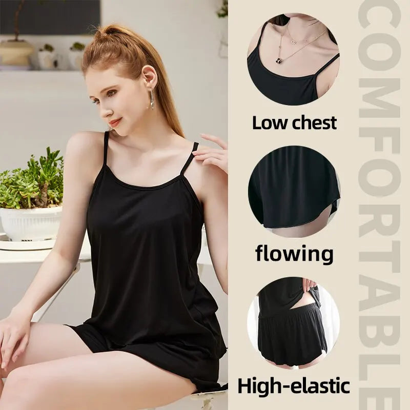 Women’s Spaghetti Strap Pajama Set – Soft & Smooth Nightwear with Camisole & Shorts Style Heaven