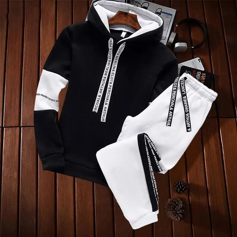 Men’s Winter Hoodie Tracksuit Set – Casual Pullover Sweatshirt & Jogger Pants for Streetwear & Sports Style Heaven