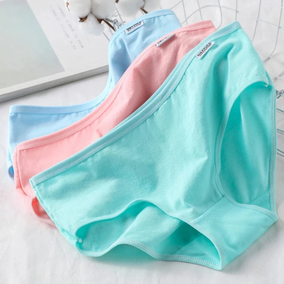 7PCS Candy Color Cotton Panties – Women's Breathable Mid-Waist Underwear Set, Soft & Comfortable Plus-Size Briefs Style Heaven