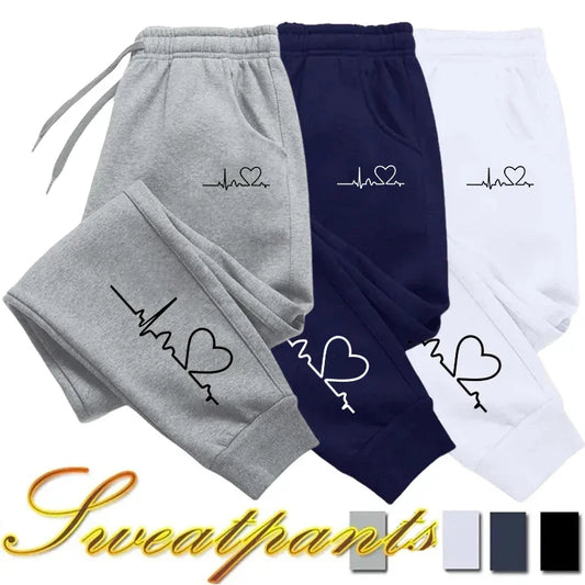 Women's Heart Print Jogger Sweatpants – Casual Fitness Streetwear Pants Style Heaven