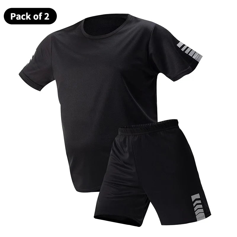 2-Pack Men’s Summer Casual T-Shirt & Shorts Set – European & American Size Activewear for Running & Fitness Style Heaven