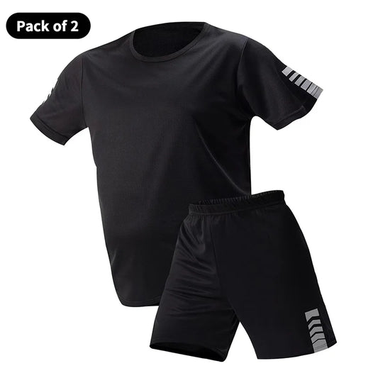 2-Pack Men’s Summer Casual T-Shirt & Shorts Set – European & American Size Activewear for Running & Fitness Style Heaven