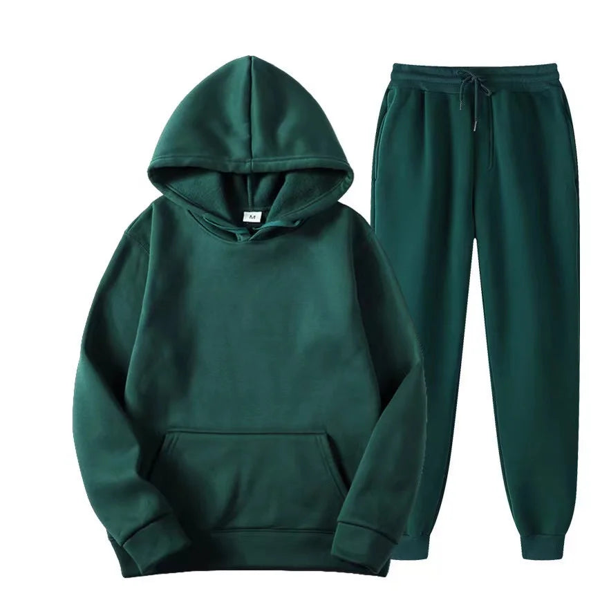 Unisex Casual Tracksuit Set – Hoodie & Sweatpants 2-Piece Warm Jogging Suit Style Heaven