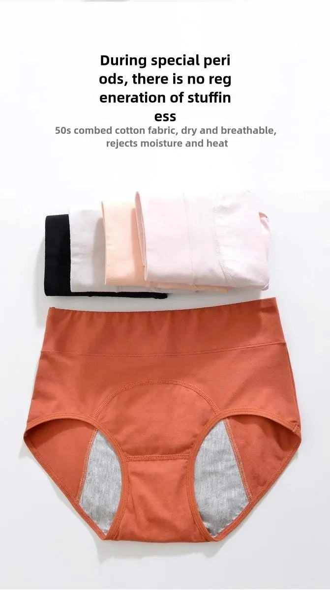 High-Waist Cotton Menstrual Panties – Leak-Proof Period Underwear for Women