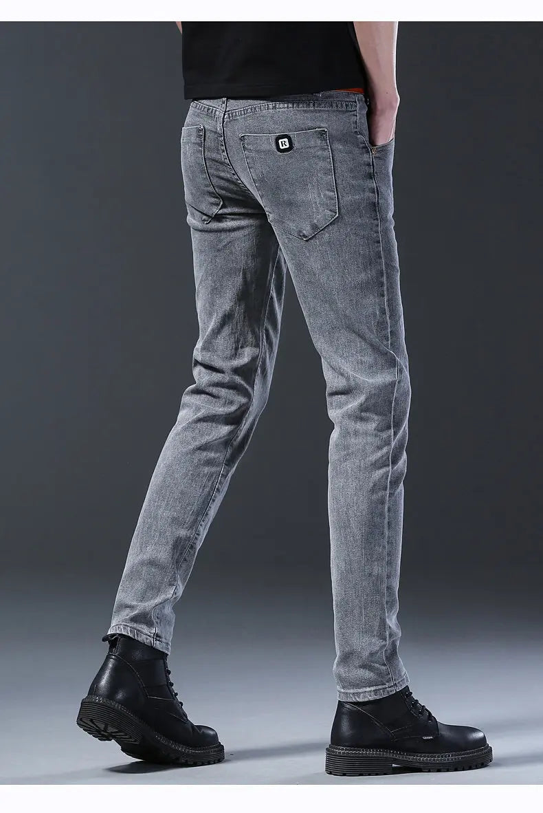 2024 Men’s Fashion Korean Style Straight-Leg Grey Denim Jeans Style Heaven